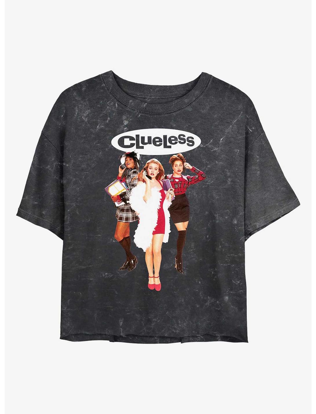 Clueless Trio Cutout Girls Mineral Wash Crop T-Shirt