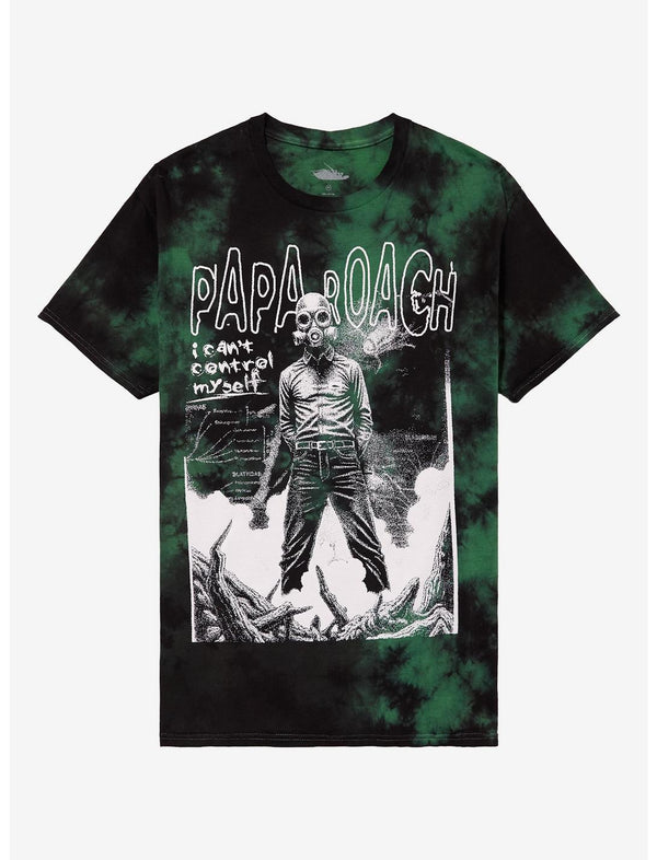 Papa Roach I Can't Control Myself Green & Black Cloud Wash T-Shirt