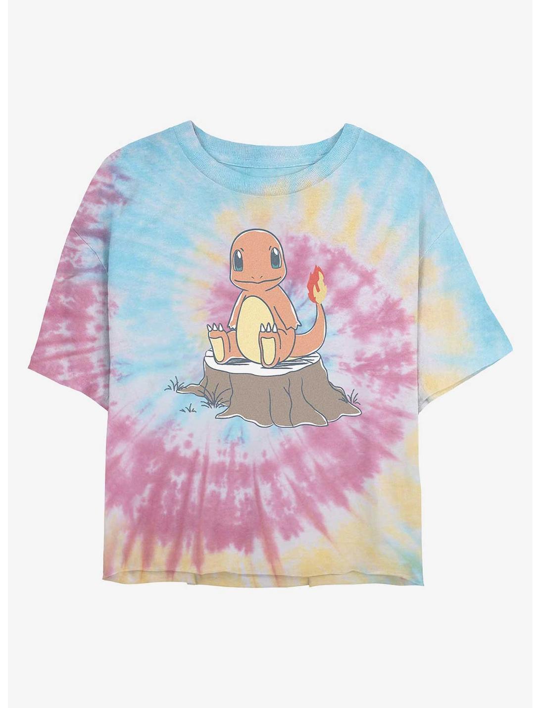 Pokemon Charmander Sketch Girls Tye-Dye Crop T-Shirt