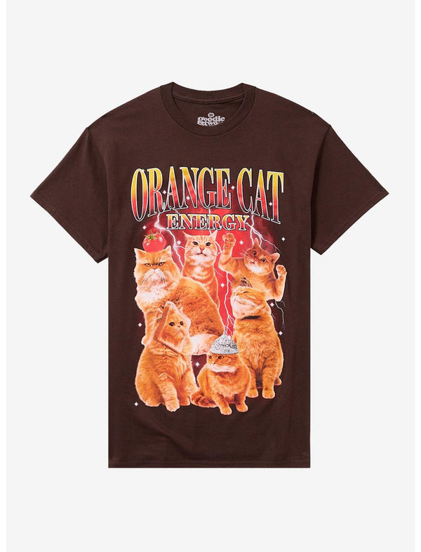 Orange Cat Energy T-Shirt By Goodie Two Sleeves