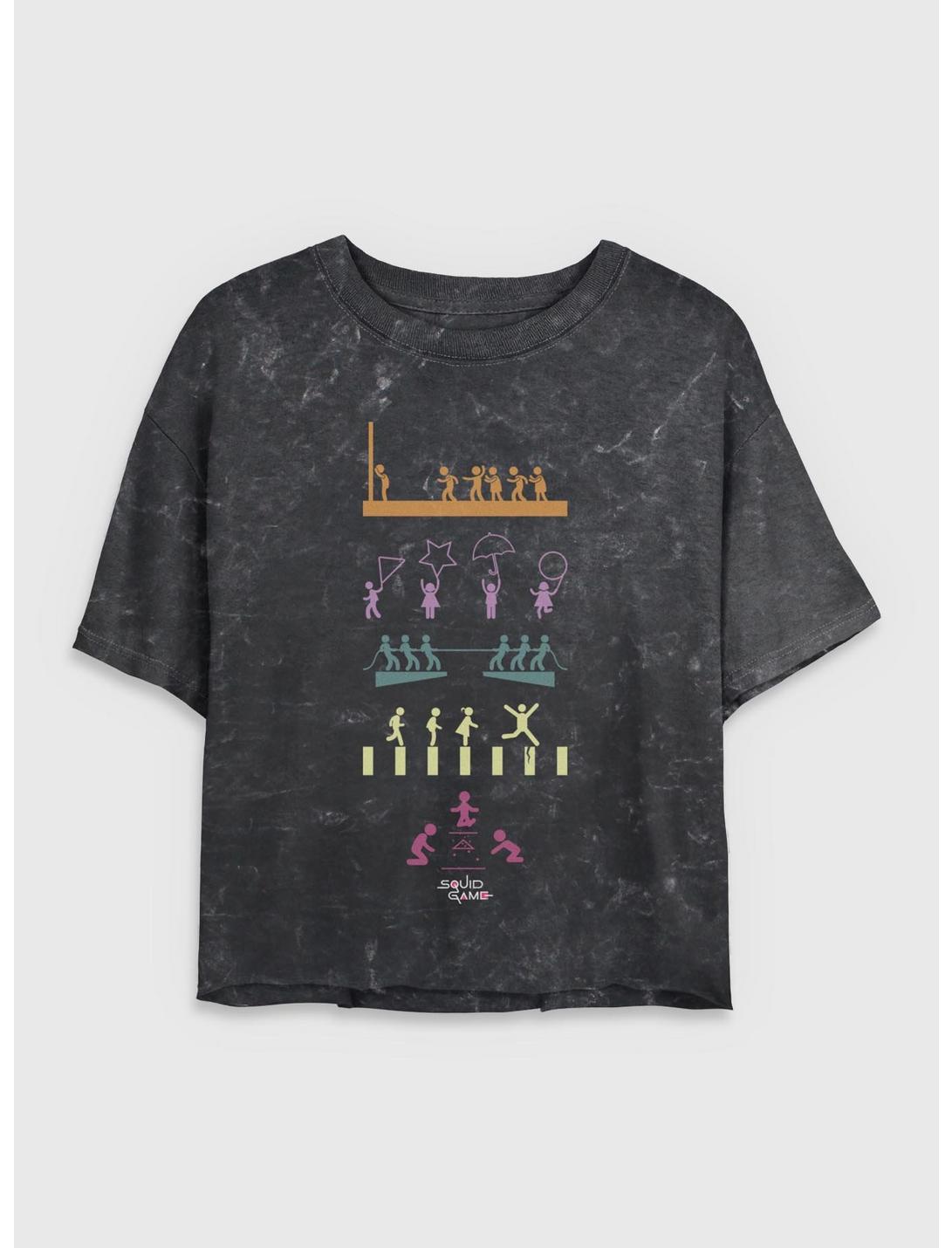 Squid Game Game Icons Girls Mineral Wash Crop T-Shirt