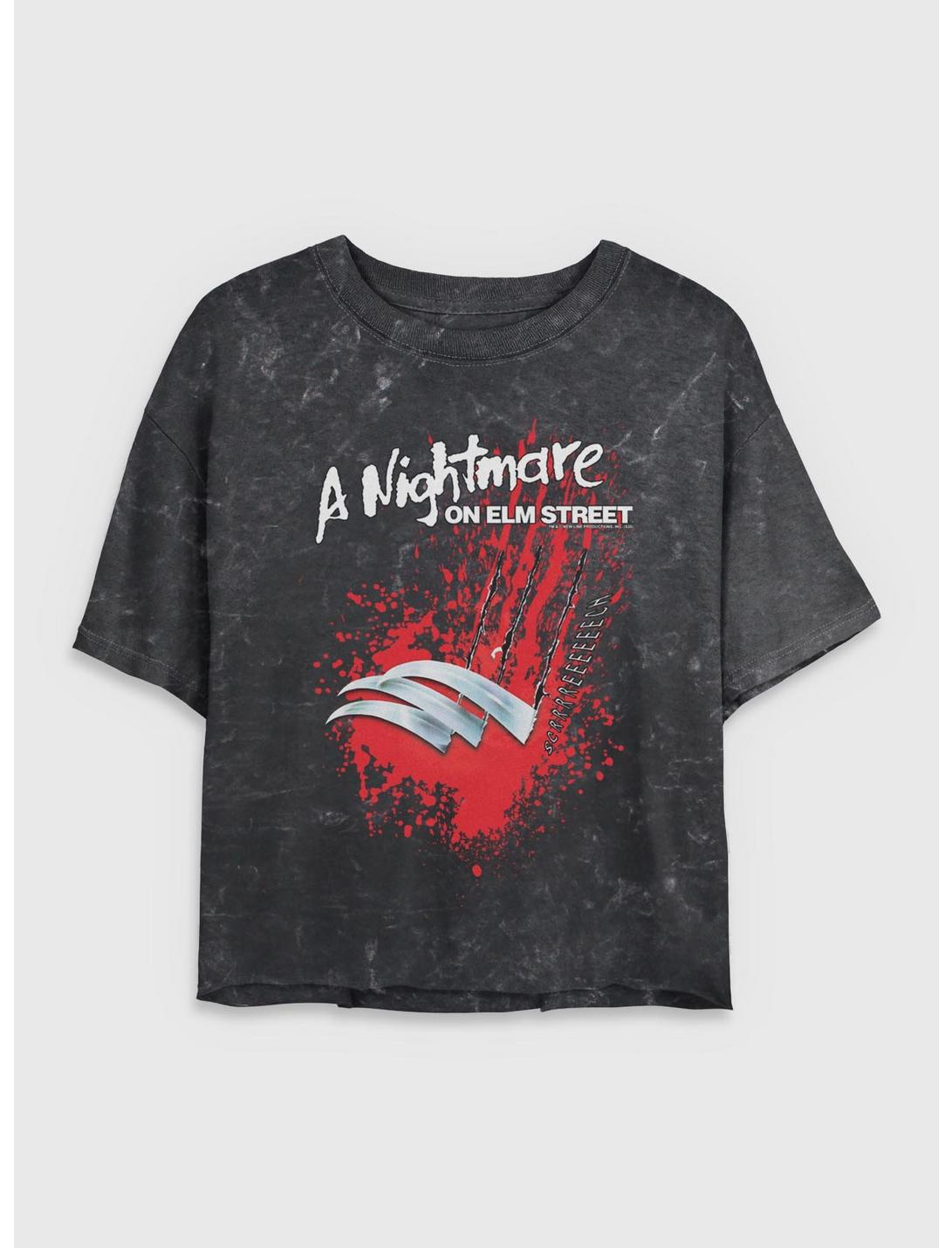 A Nightmare on Elm Street Claw Screech Girls Mineral Wash Crop T-Shirt