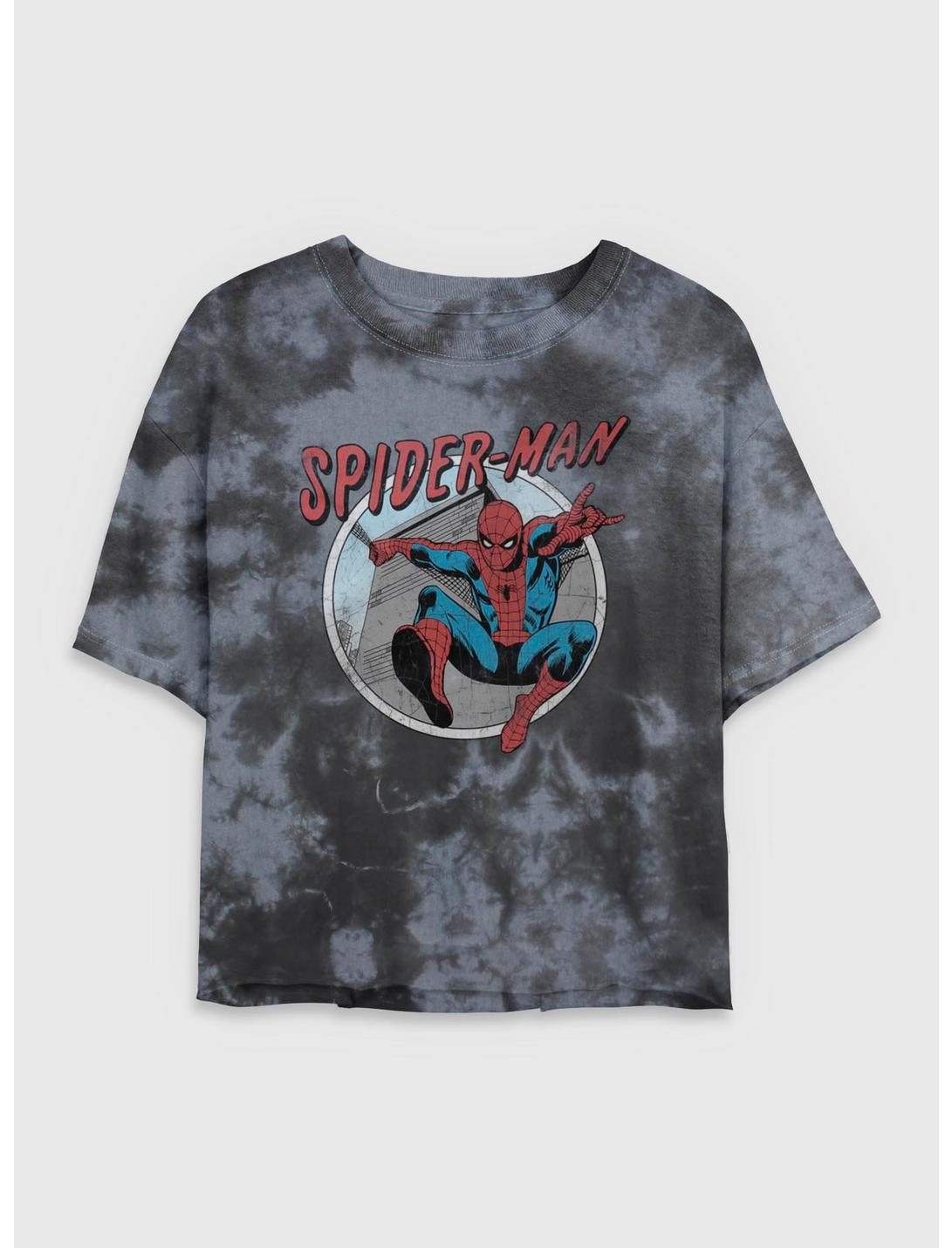Marvel Spider-Man Retro Girls Tie-Dye Crop T-Shirt