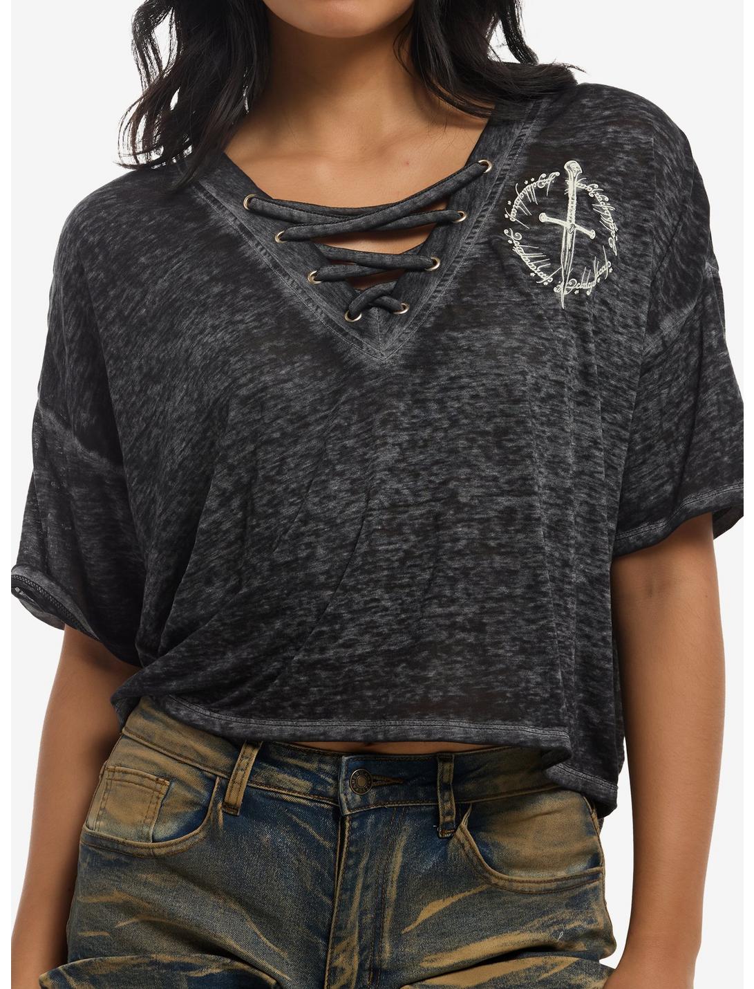 T-Shirt Fille Le Seigneur des Anneaux Portes de la Moria Effet Délavé