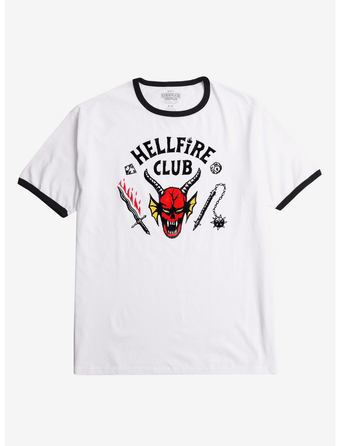 Stranger Things Hellfire Club Black & White Ringer T-Shirt