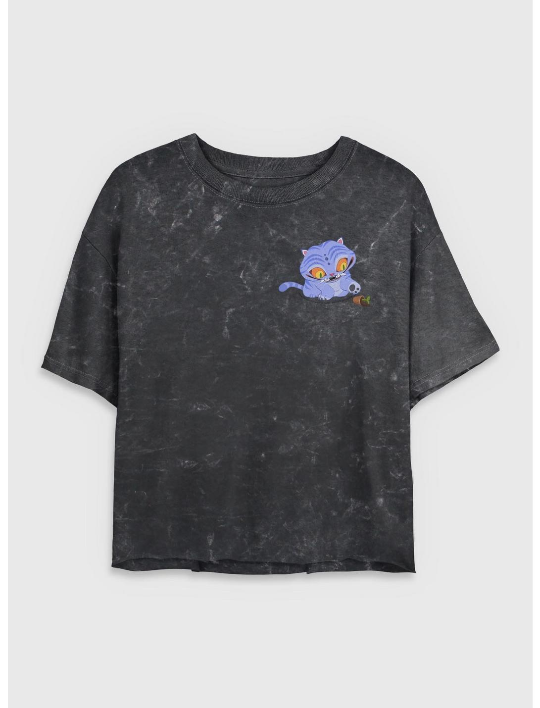 KPop Demon Hunters Chibi Derpy Tiger Pocket Girls Mineral Wash Crop T-Shirt