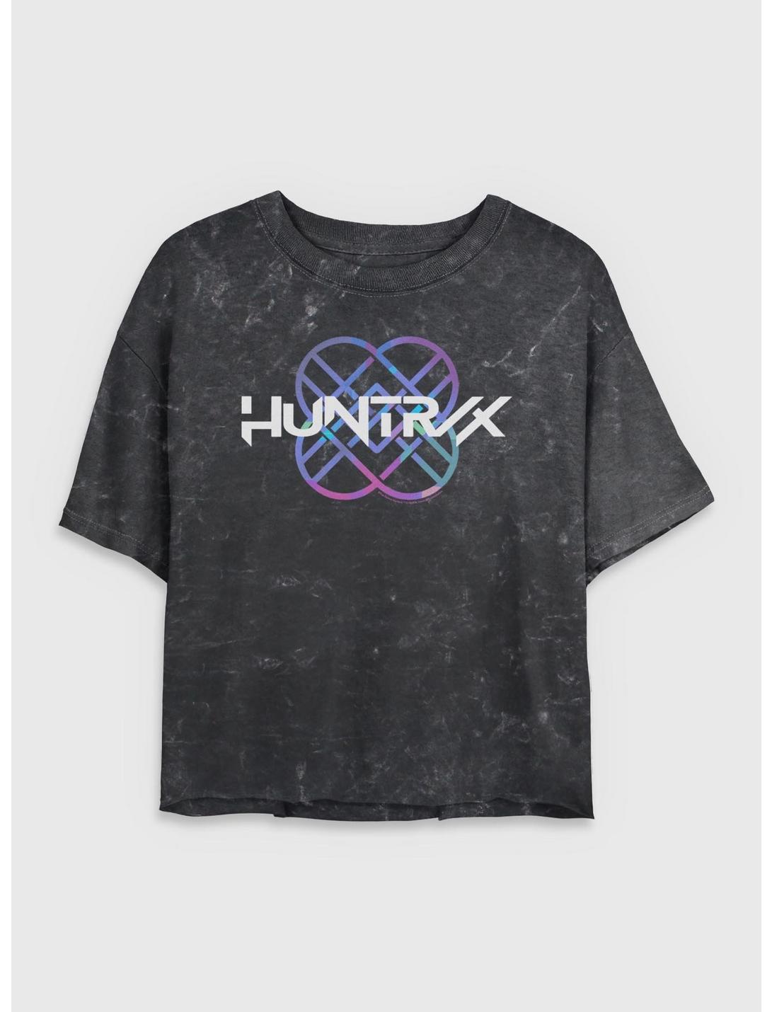 KPop Demon Hunters HUNTR/X Logo Girls Mineral Wash Crop T-Shirt