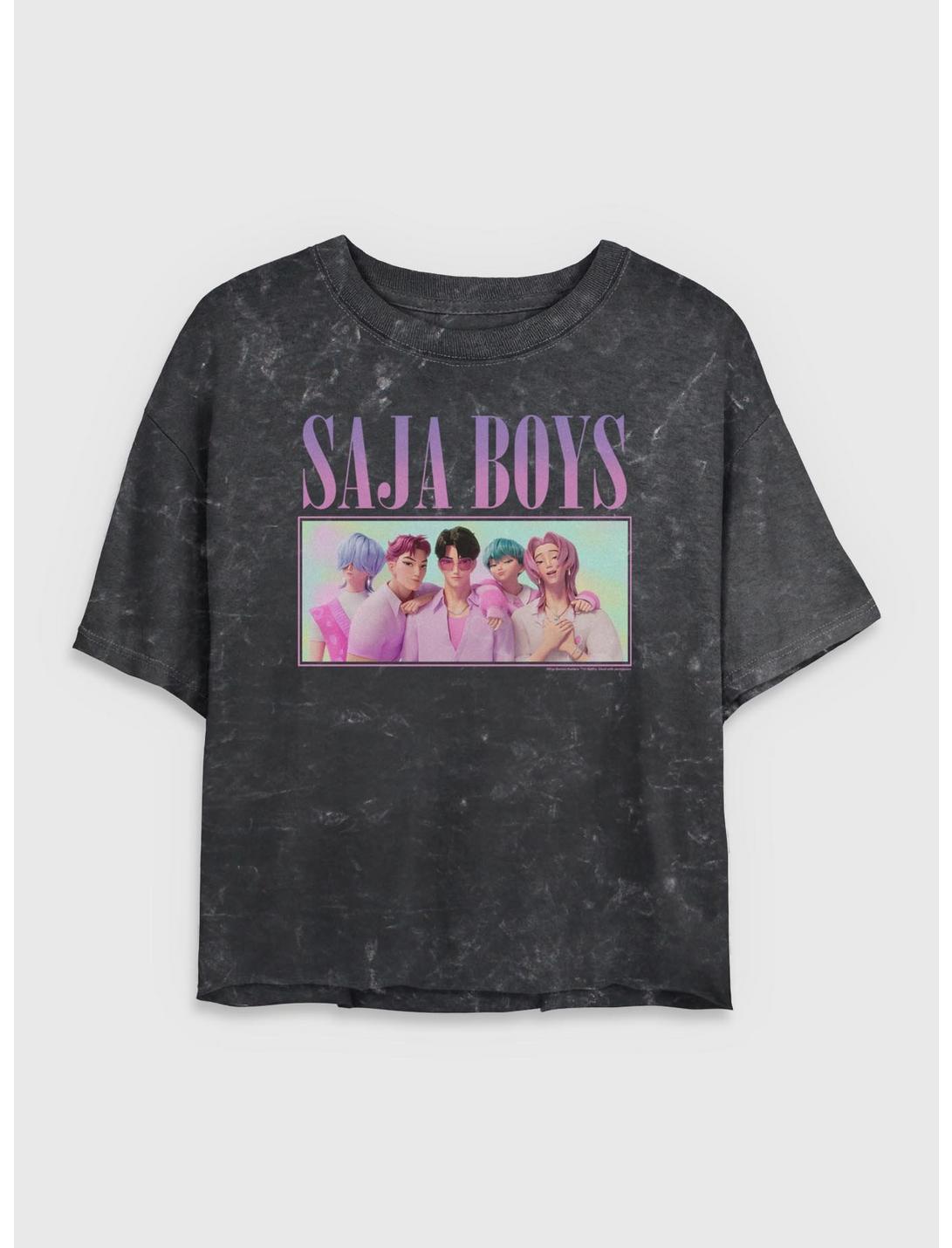 KPop Demon Hunters Saja Boys Group Girls Mineral Wash Crop T-Shirt
