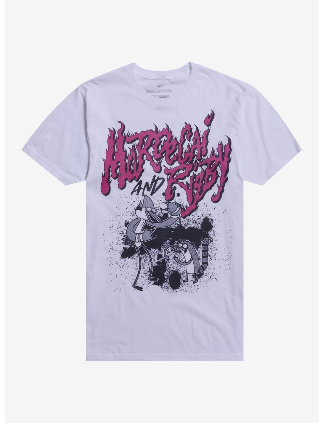 Regular Show Mordecai and Rigby Flame Font T-Shirt