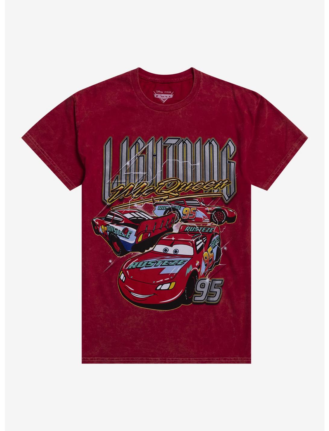 Disney Pixar Cars Lightning McQueen Collage Red Wash T-Shirt