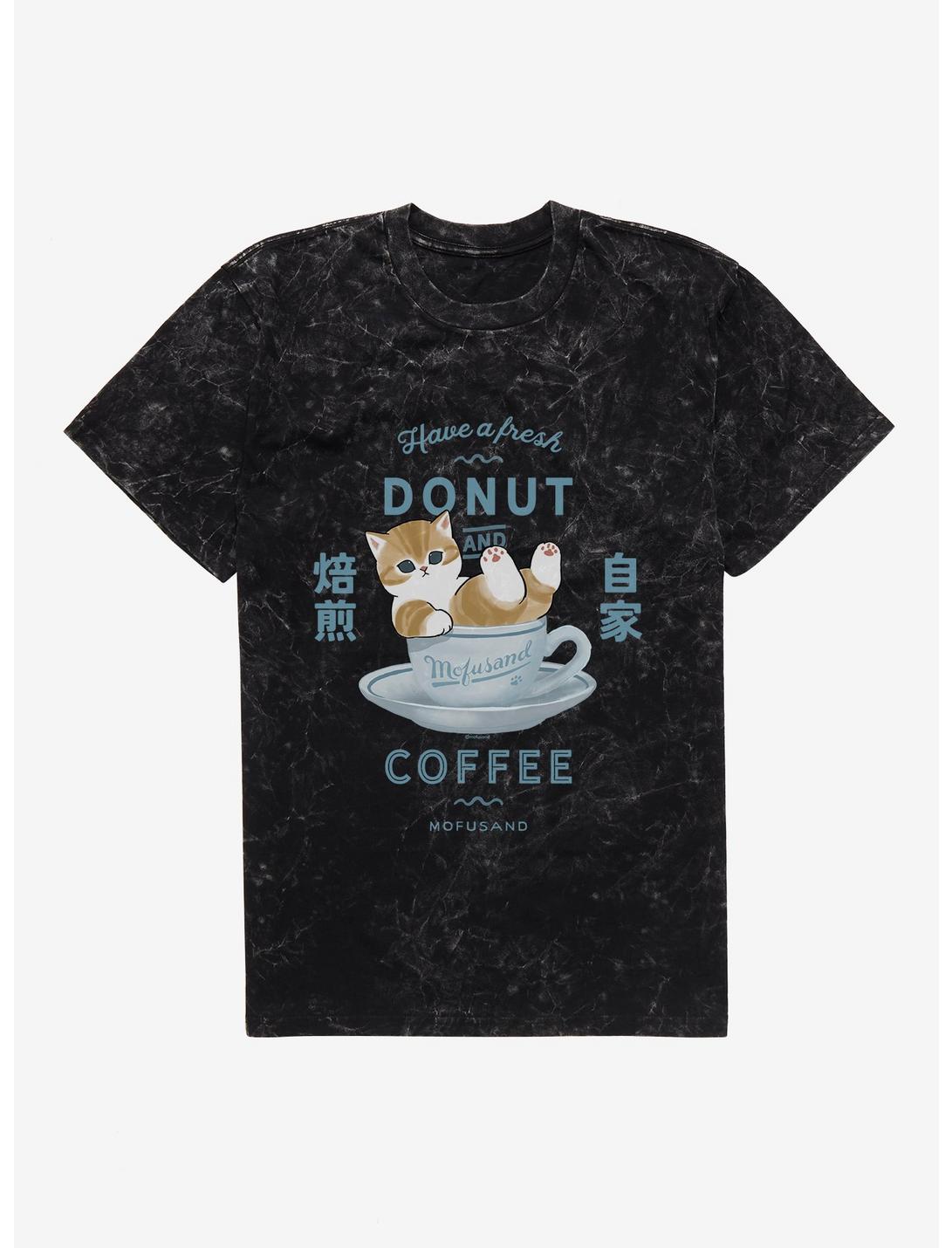 Mofusand - T-shirt délavé minéral « Donut frais et café »