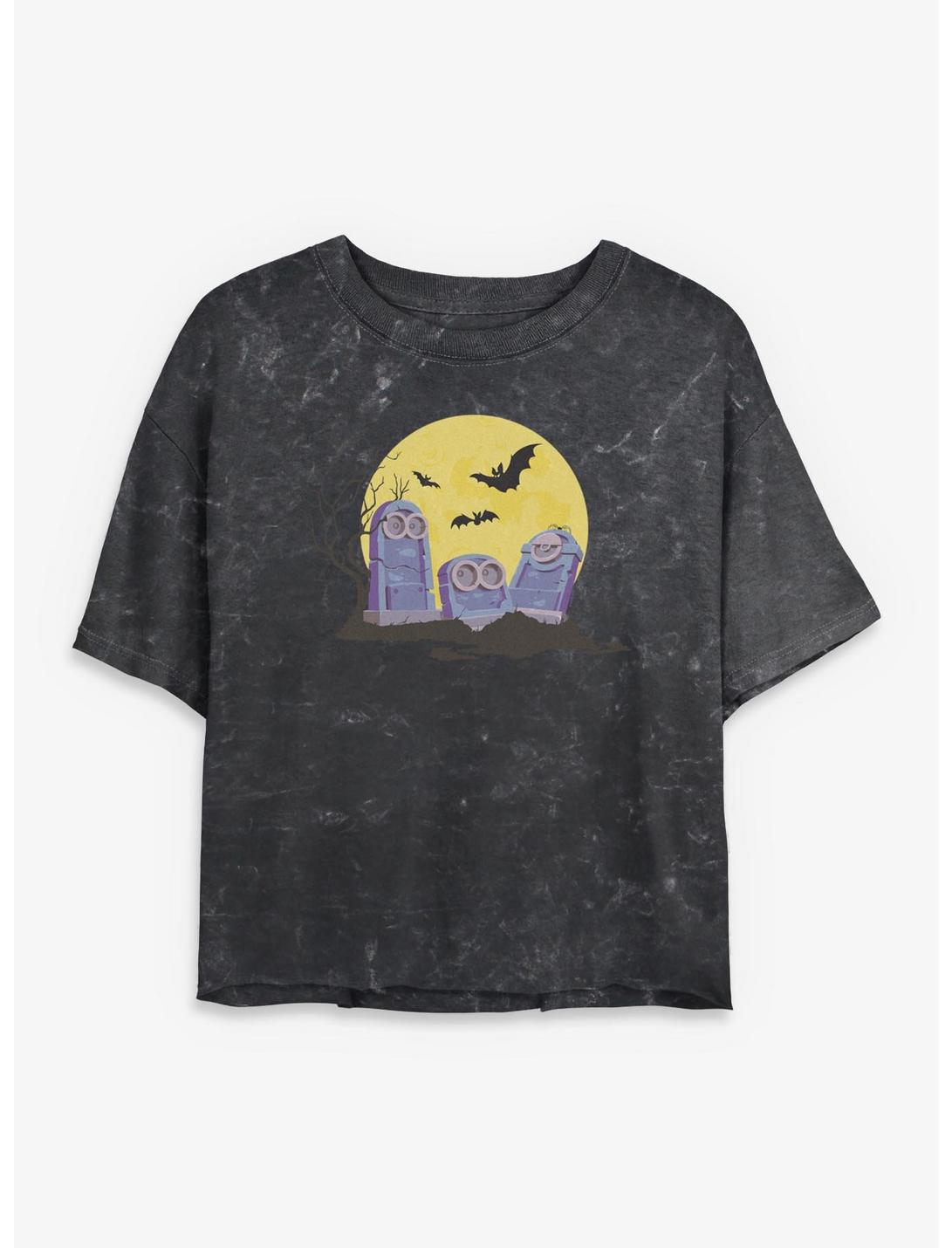 Minions Tombstones Girls Mineral Wash Crop T-Shirt