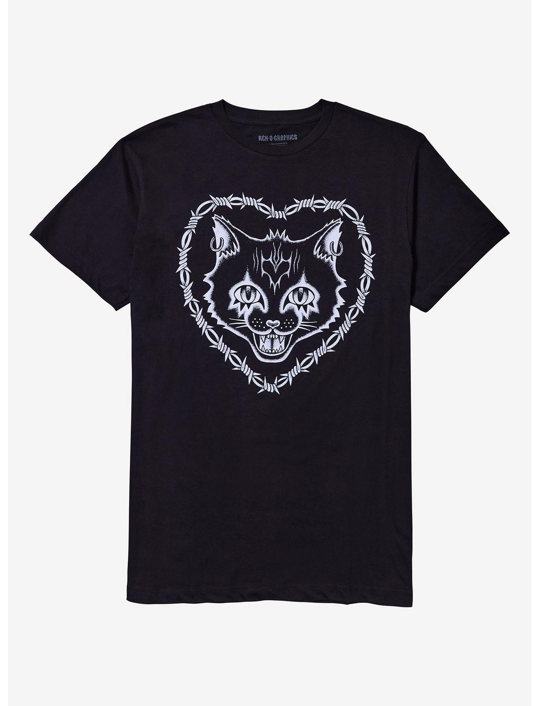 Cat Barbed Wire Heart Tattoo T-Shirt