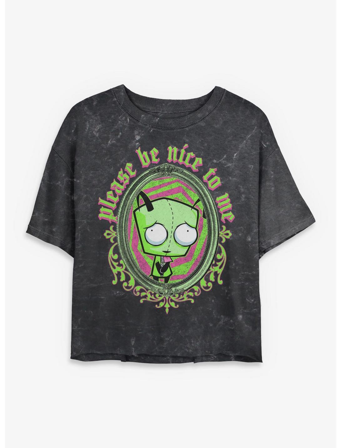 Invader ZIM Please Be Nice To Me Girls Mineral Wash Crop T-Shirt