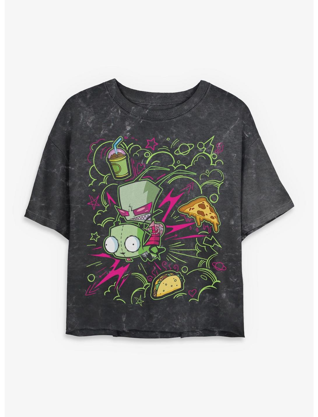 Invader ZIM Doodle Zim Girls Mineral Wash Crop T-Shirt