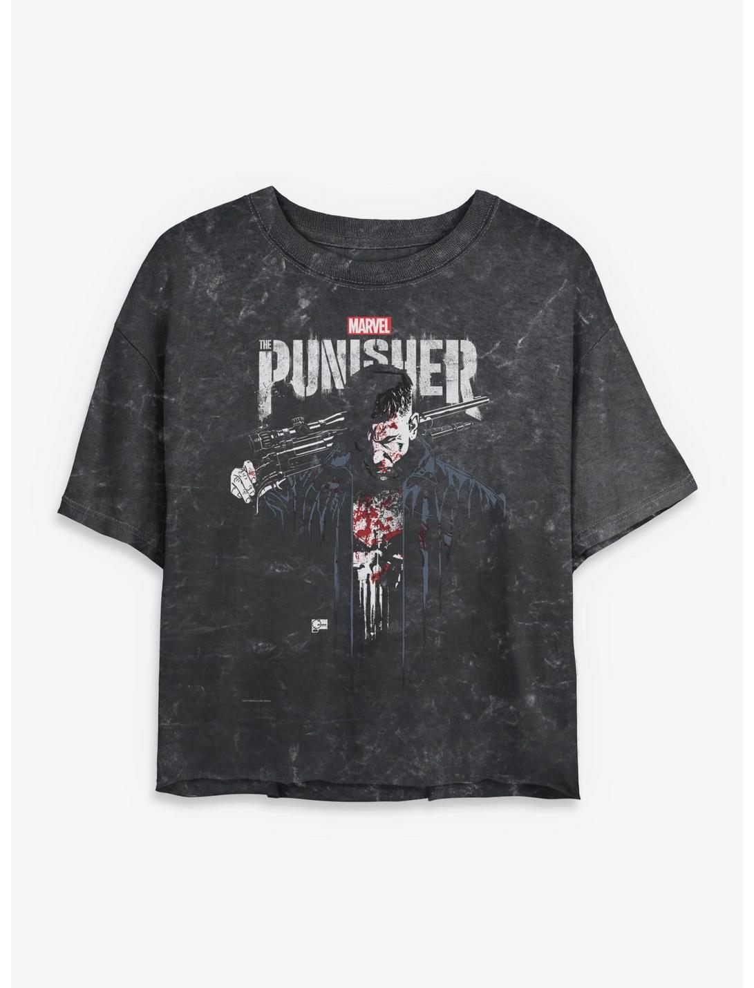 Marvel Punisher Downfall Girls Mineral Wash Crop T-Shirt