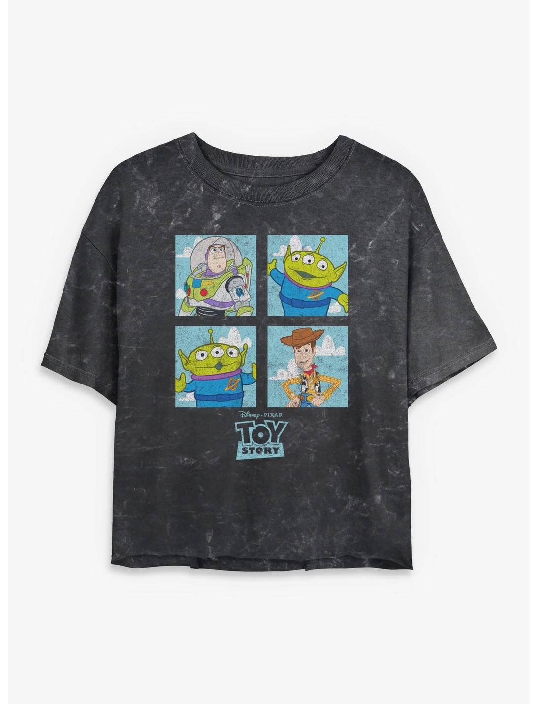 Disney Pixar Toy Story Buzz Woody Alien Panels Girls Mineral Wash Crop T-Shirt