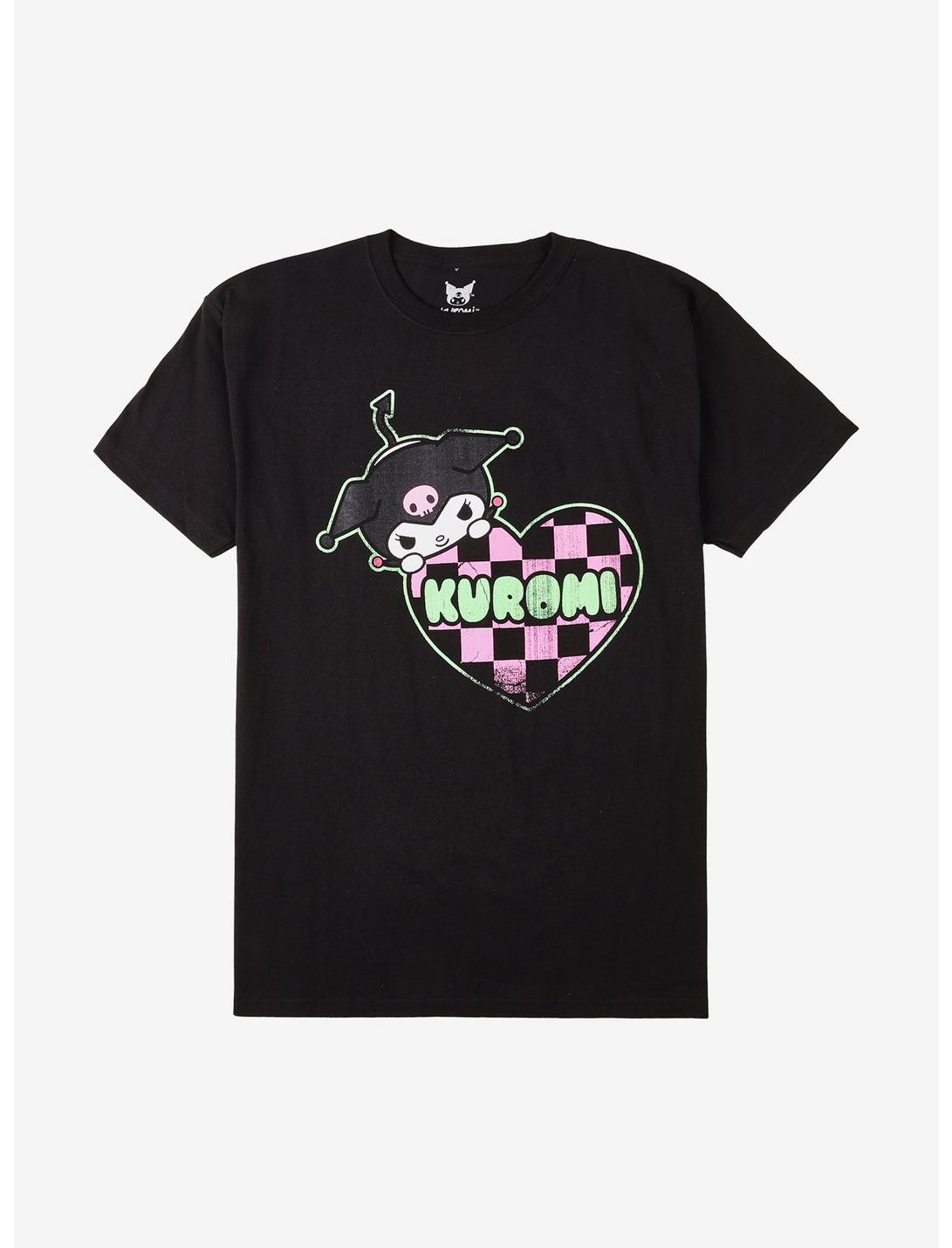 Kuromi Pink & Black Checker Heart T-Shirt