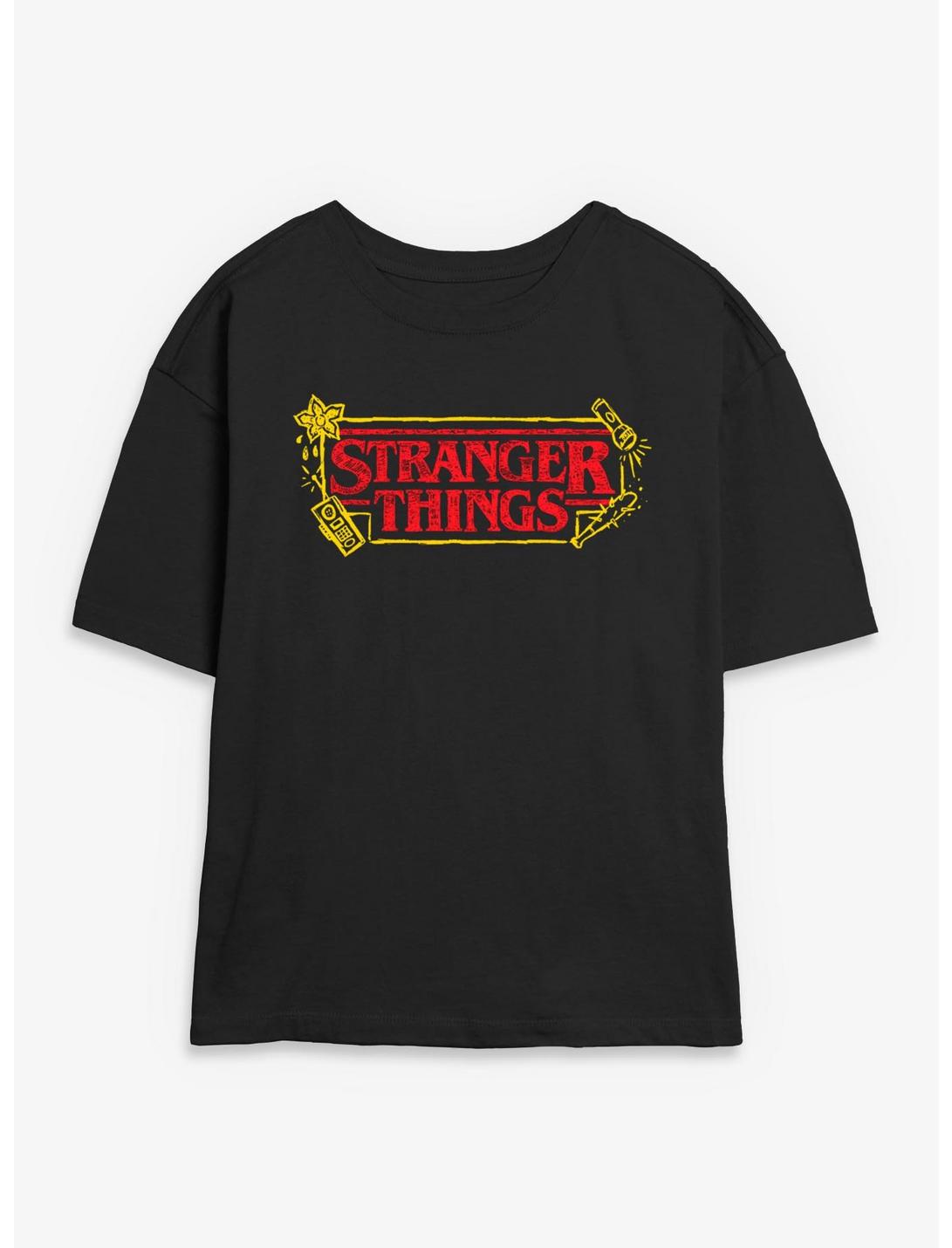 T-shirt court fille Stranger Things Doodle Logo