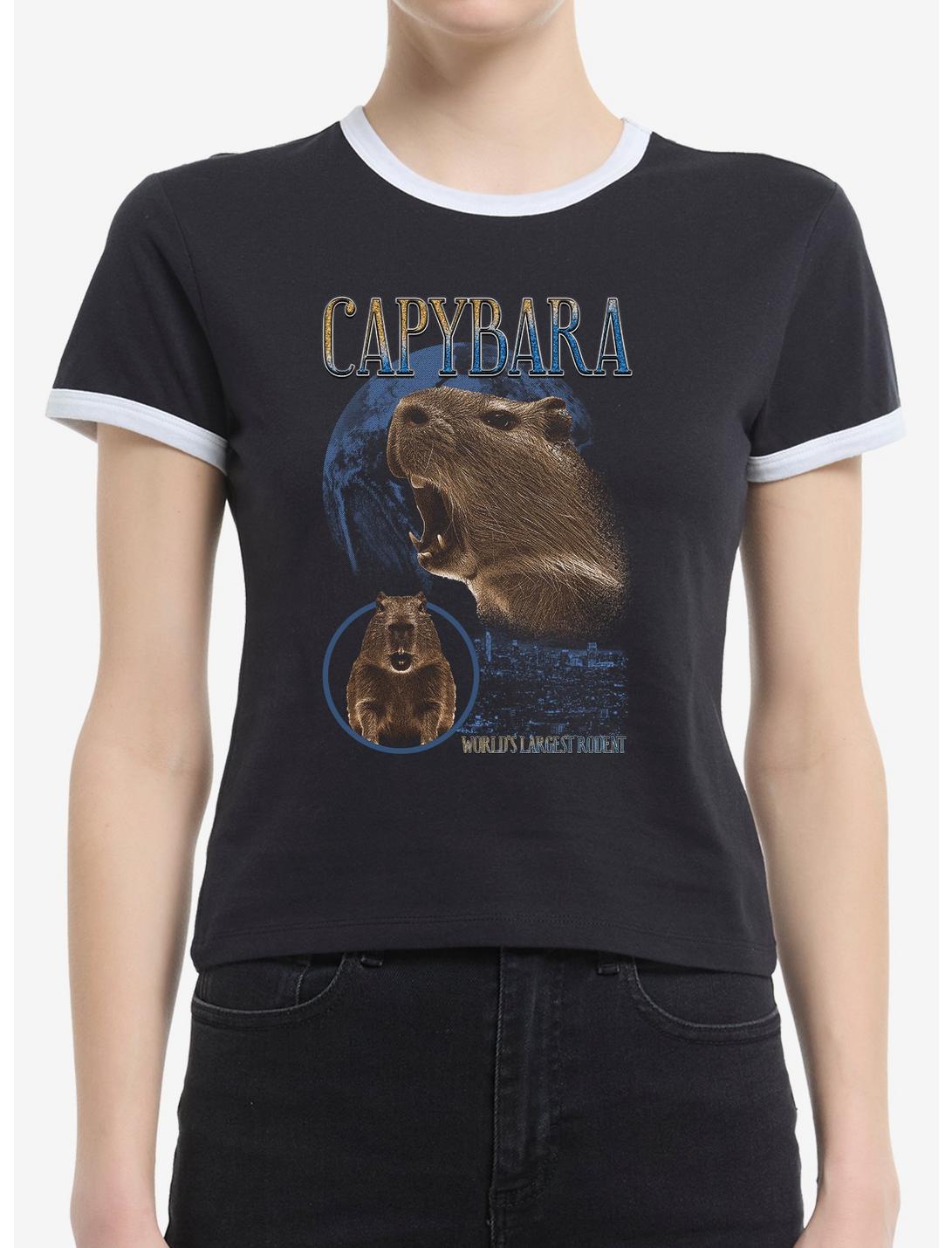 Capybara The World's Largest Rodent Girls Ringer Crop T-Shirt