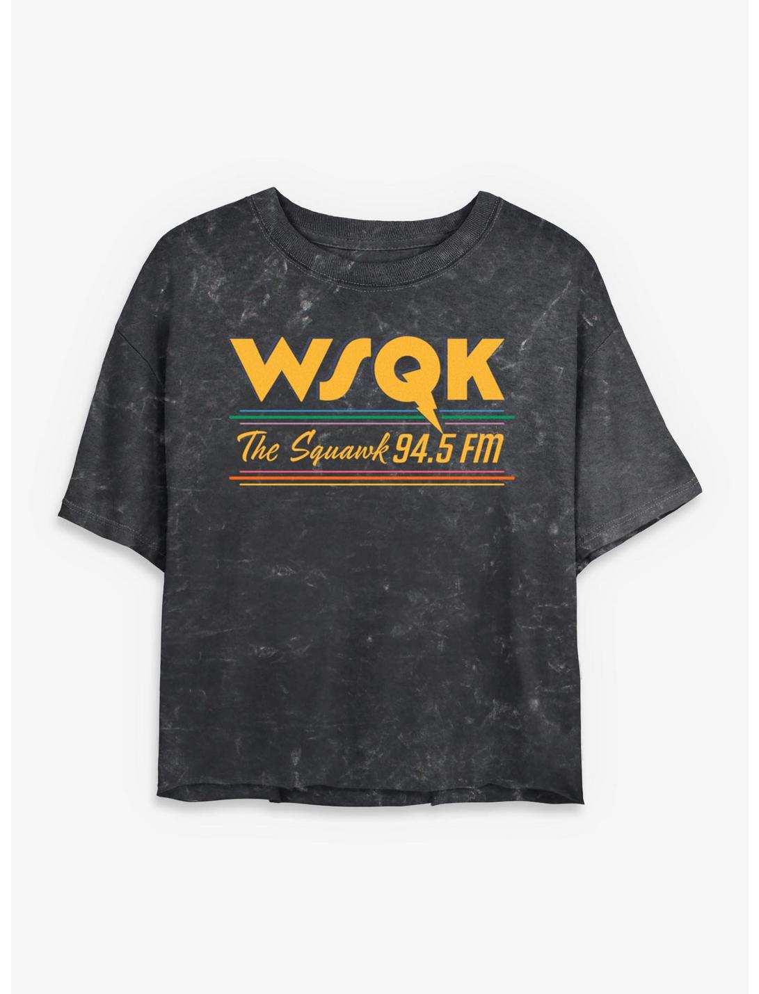 Stranger Things WSQK The Squawk Girls Mineral Wash Crop T-Shirt