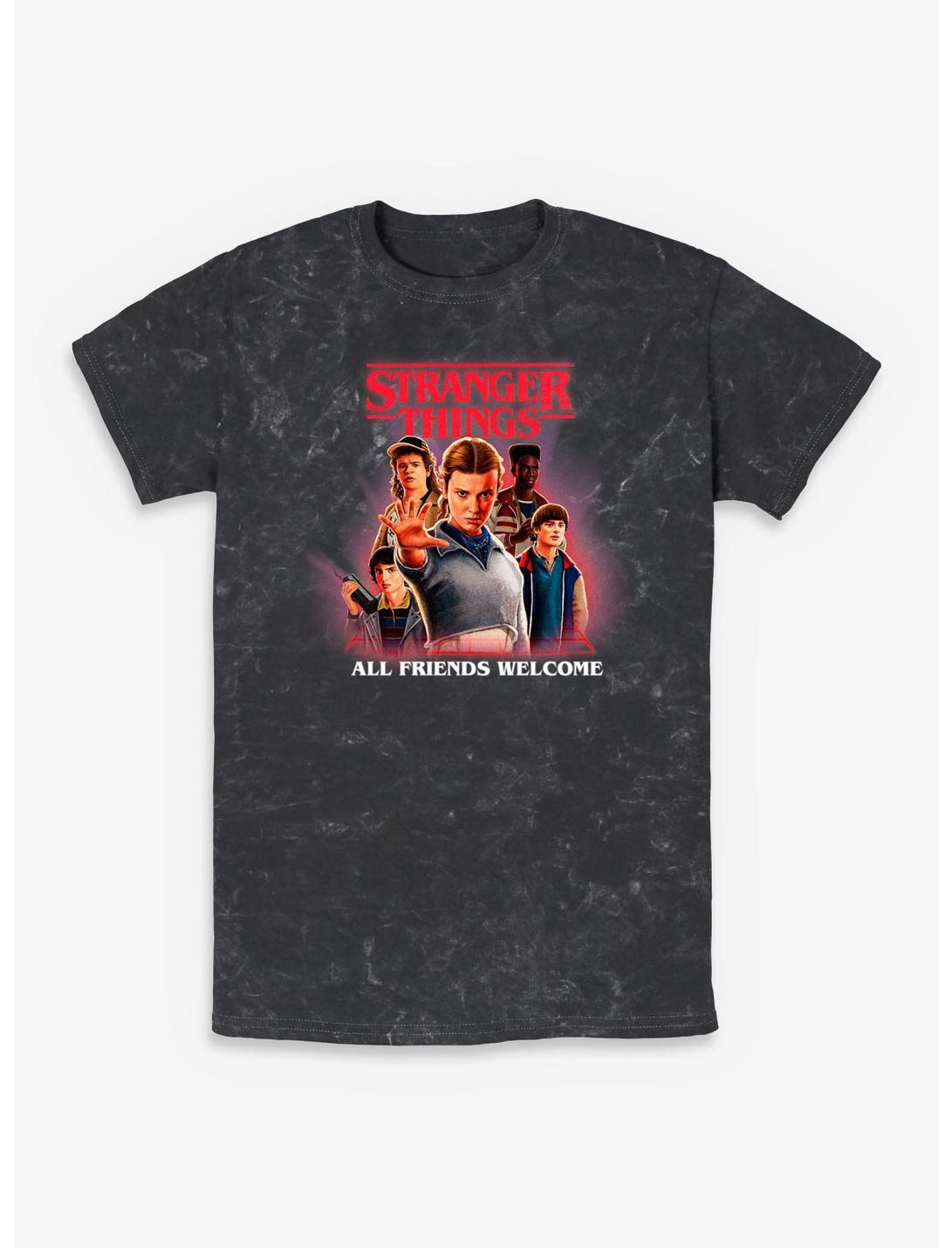 T-shirt lavé aux minéraux Stranger Things – Tous les amis sont les bienvenus