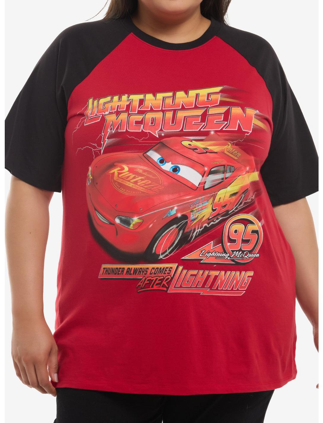 Disney Pixar Cars Lightning McQueen Girls Oversized Raglan Top Plus Size