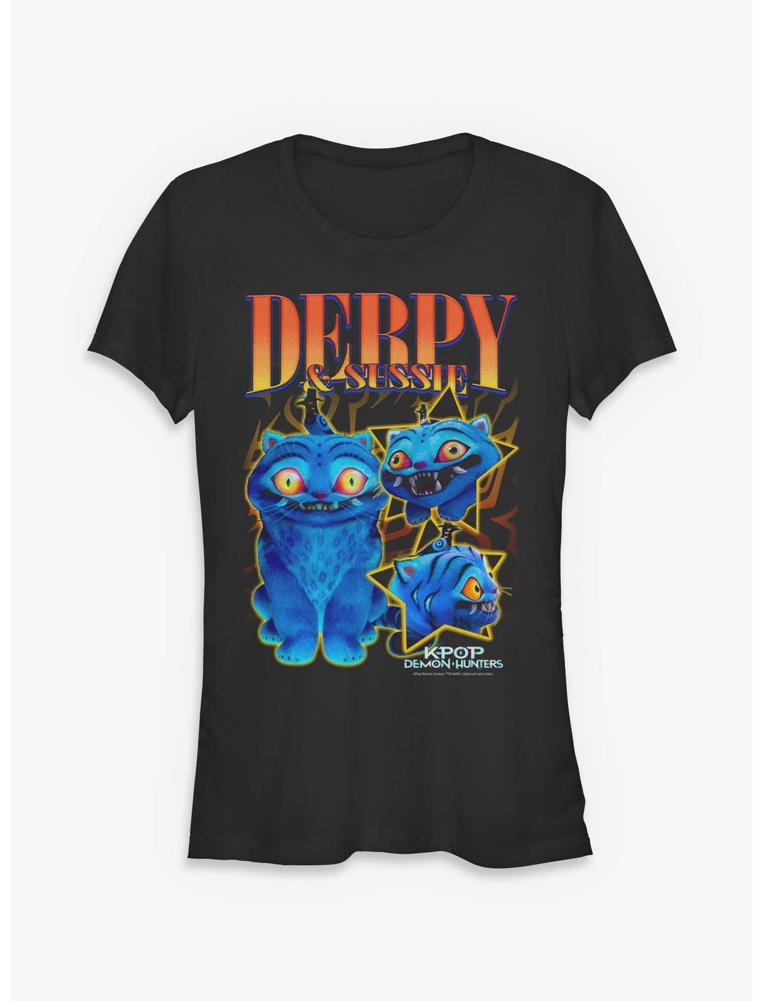 KPop Demon Hunters Derpy Tiger And Sussie Bird Collage Girls T-Shirt