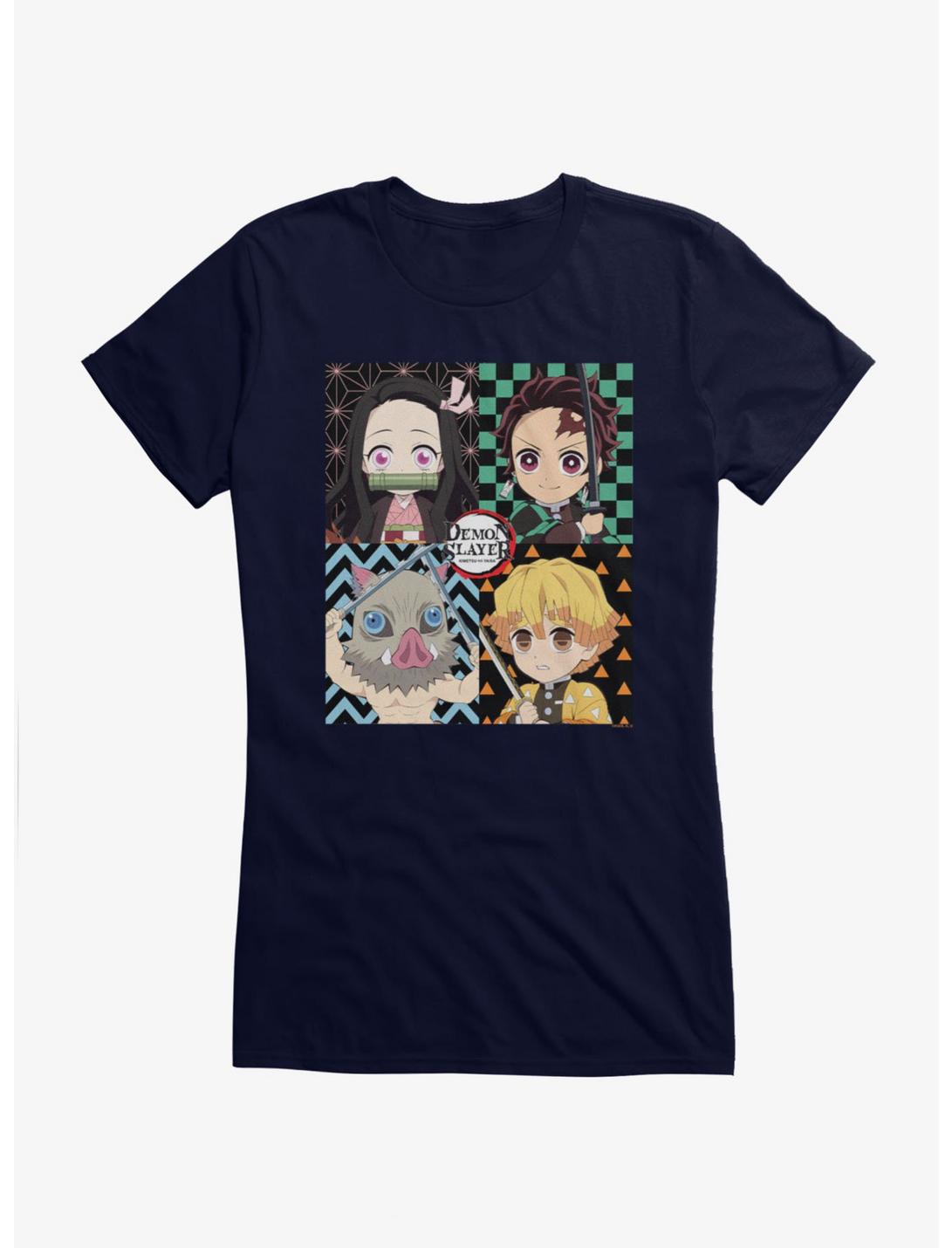 T-shirt Fille Demon Slayer: Kimetsu No Yaiba Personnages Chibi Carrés