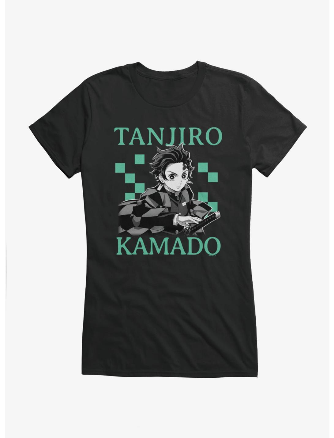 Demon Slayer: Kimetsu No Yaiba Tanjiro Kamado Square Pattern Girls T-Shirt