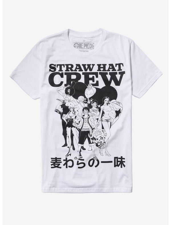 One Piece Black & White Straw Hats T-Shirt