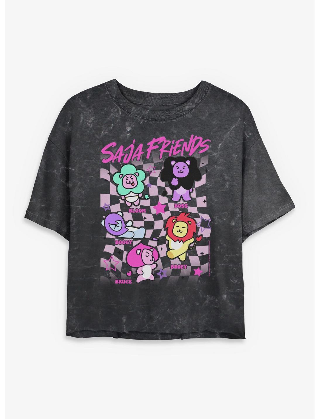 KPop Demon Hunters Saja Friends Girls Mineral Wash Crop T-Shirt