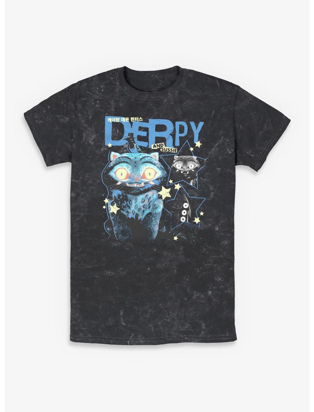 KPop Demon Hunters Derpy Tiger And Sussie Stars Girls Mineral Wash Crop T-Shirt
