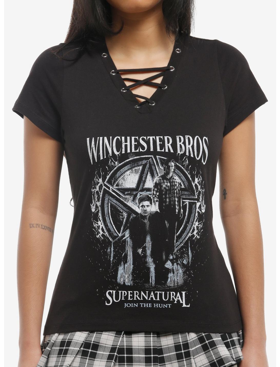 Supernatural Winchester Brothers Lace-Up Girls T-Shirt