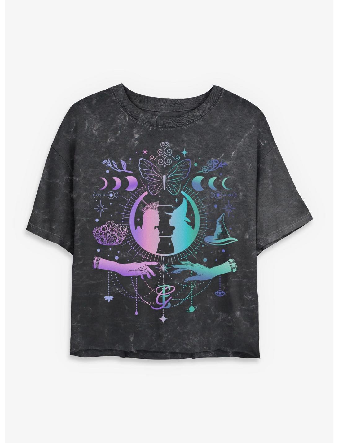 Wicked: For Good Glinda & Elphaba Moon & Stars Girls Mineral Wash Crop T-Shirt Hot Topic Exclusive