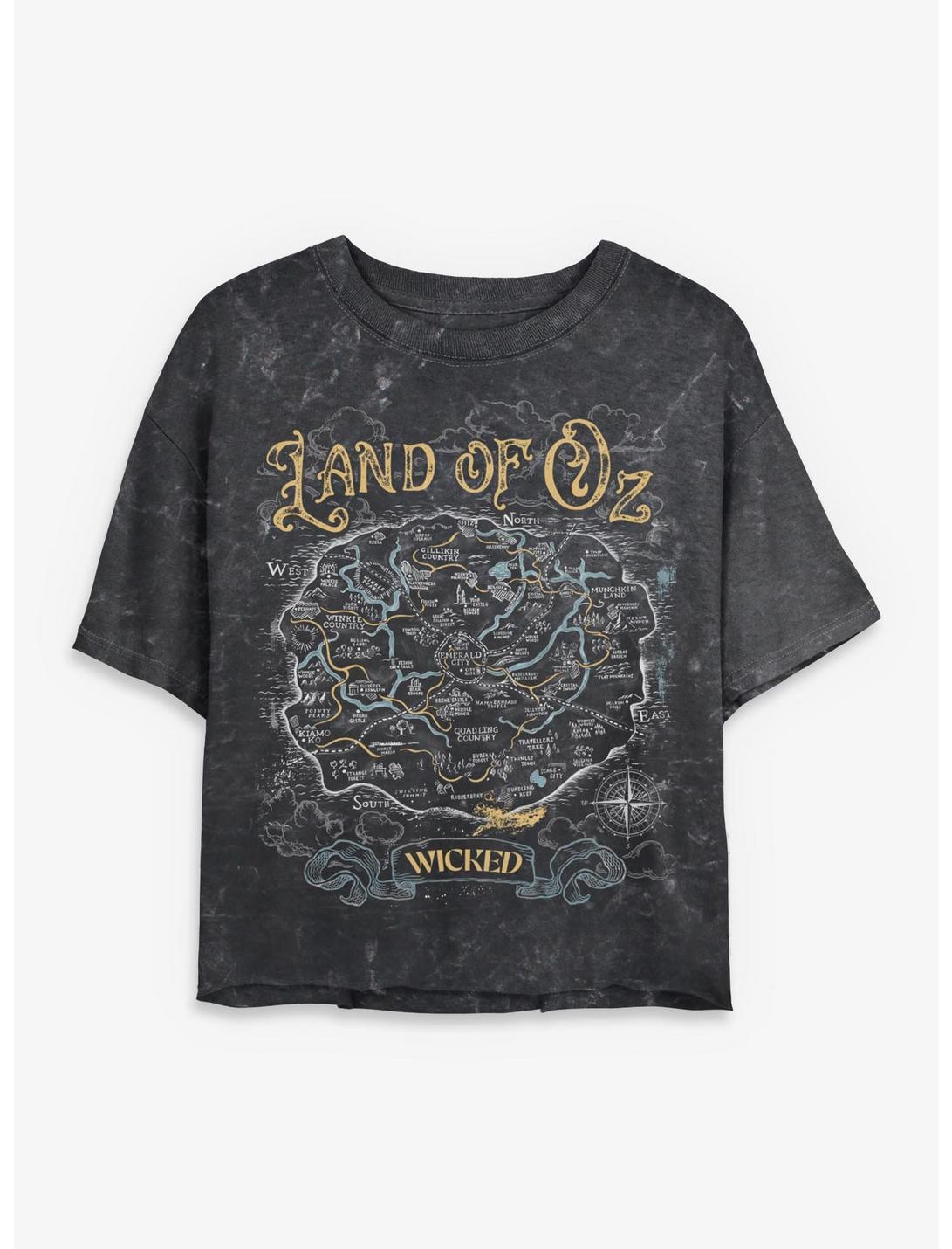 Wicked: For Good The Lands Of Oz Map Girls Mineral Wash Crop T-Shirt Hot Topic Exclusive