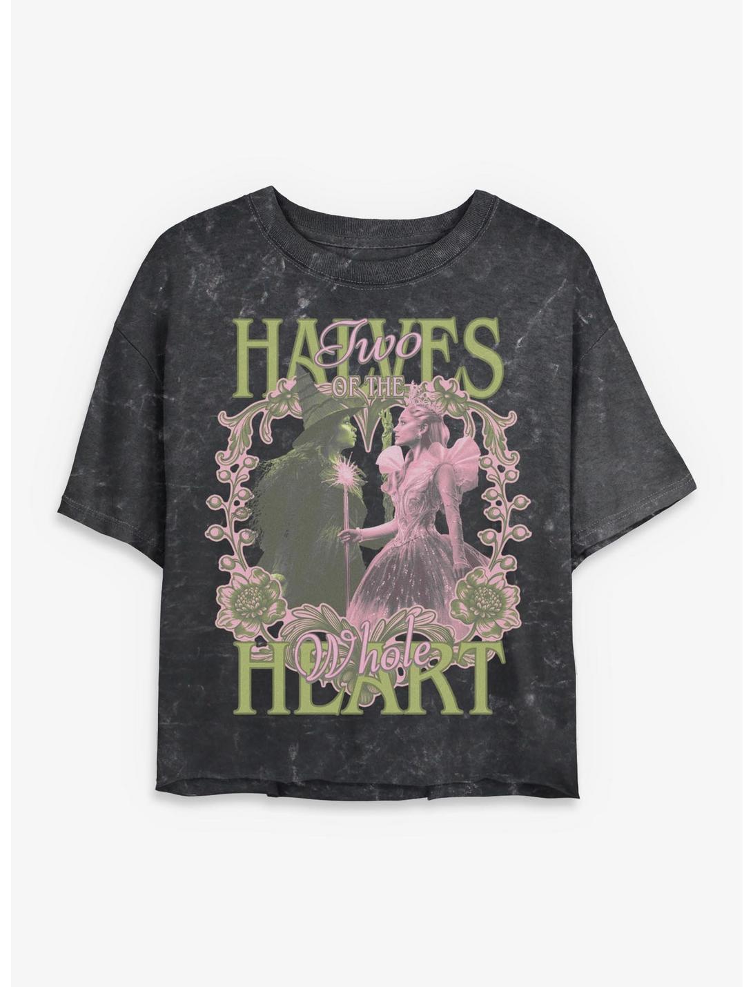 Wicked: For Good Elphaba & Glinda Heart Halves Girls Crop Mineral Wash T-Shirt
