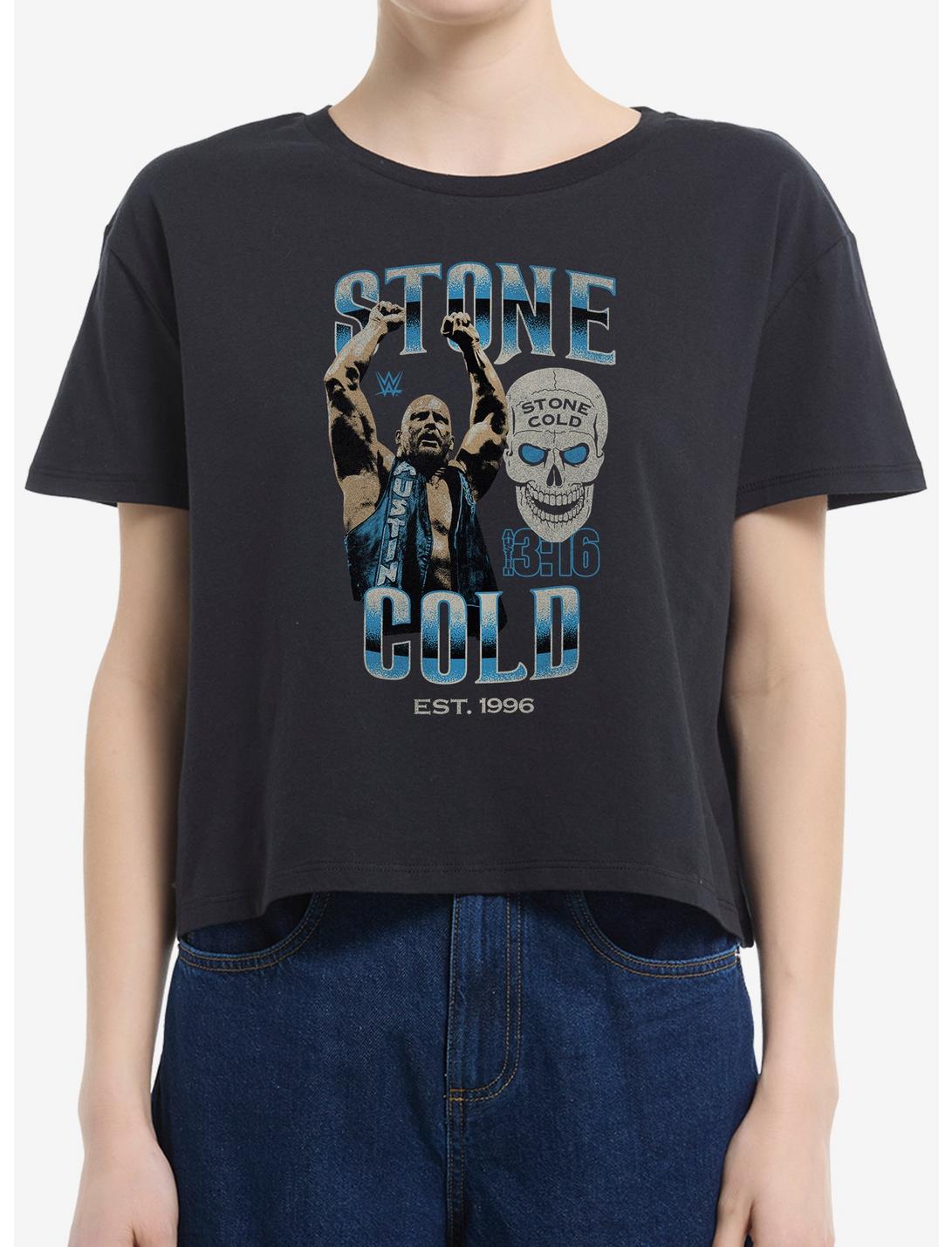 WWE Stone Cold Steve Austin Collage Boxy Crop Girls T-Shirt