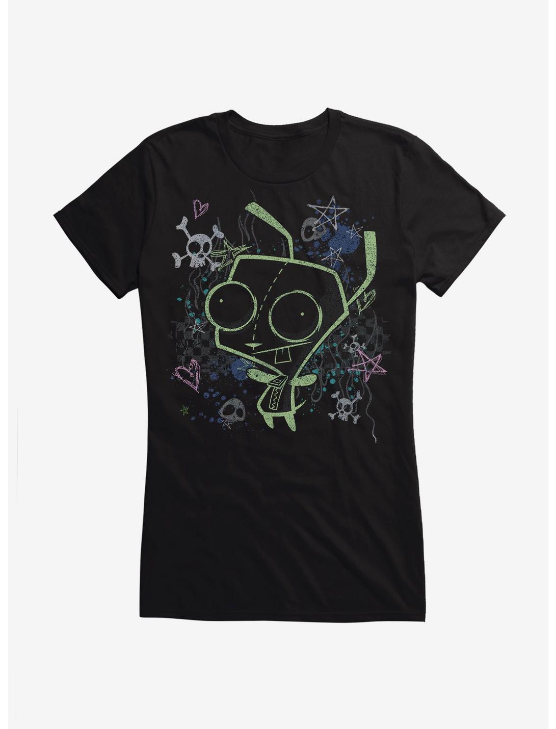 T-shirt fille avec dessin à la craie Gir (Invader Zim)