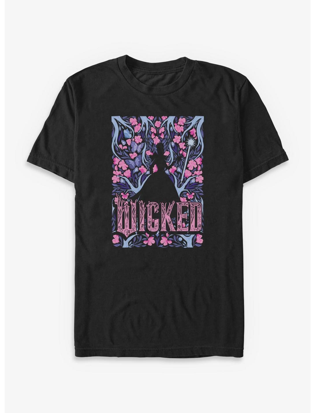 Wicked: T-shirt grande taille silhouette florale Glinda « For Good »