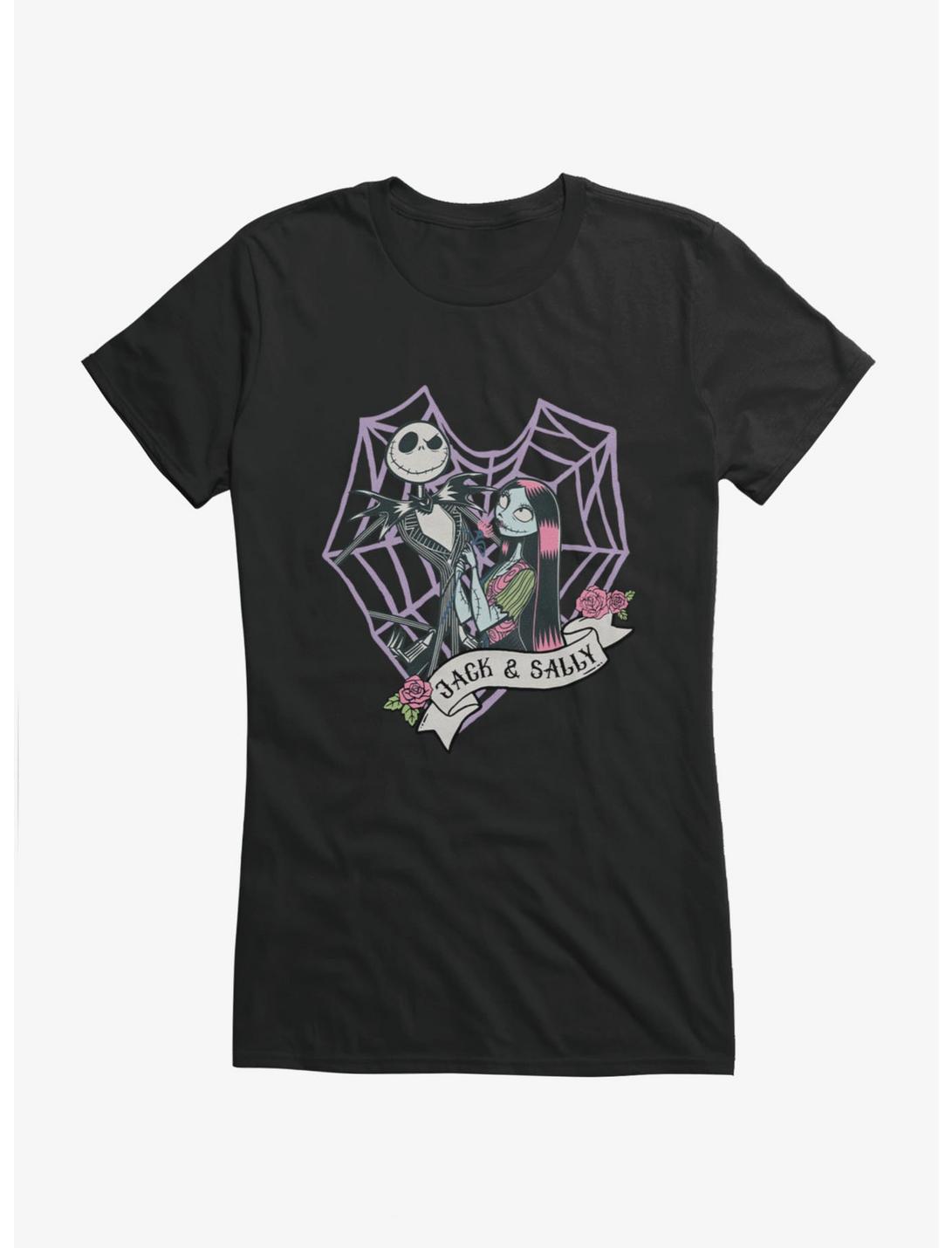 Disney Nightmare Before Christmas Jack And Sally Web Heart Girls T-Shirt