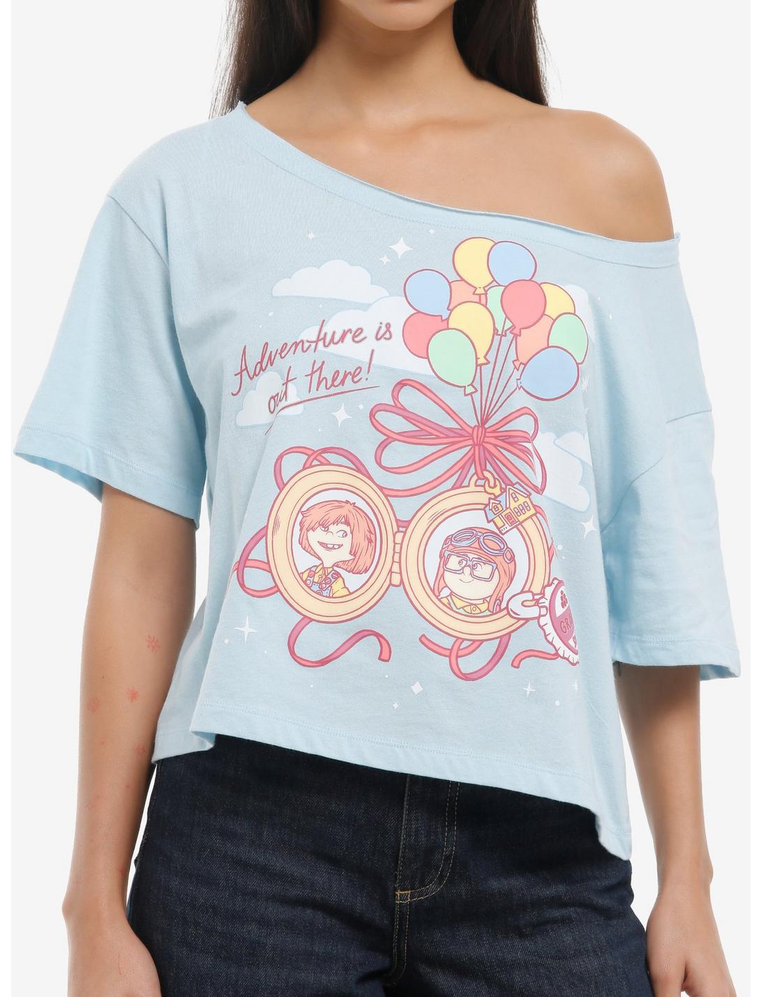 Her Universe Disney Pixar Up Young Carl & Ellie Girls Off-Shoulder T-Shirt