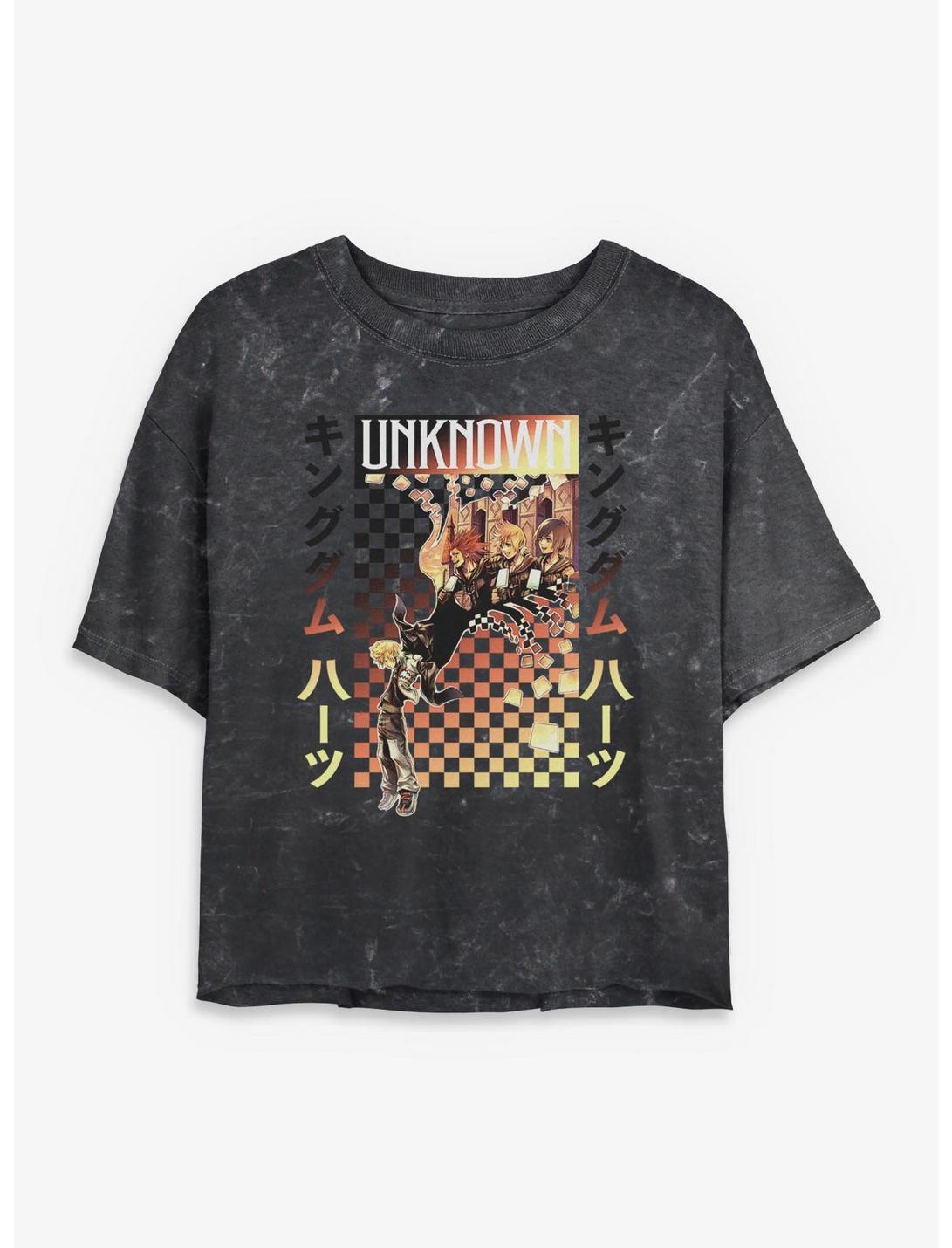 T-shirt court délavé Disney Kingdom Hearts à motif à carreaux pour filles