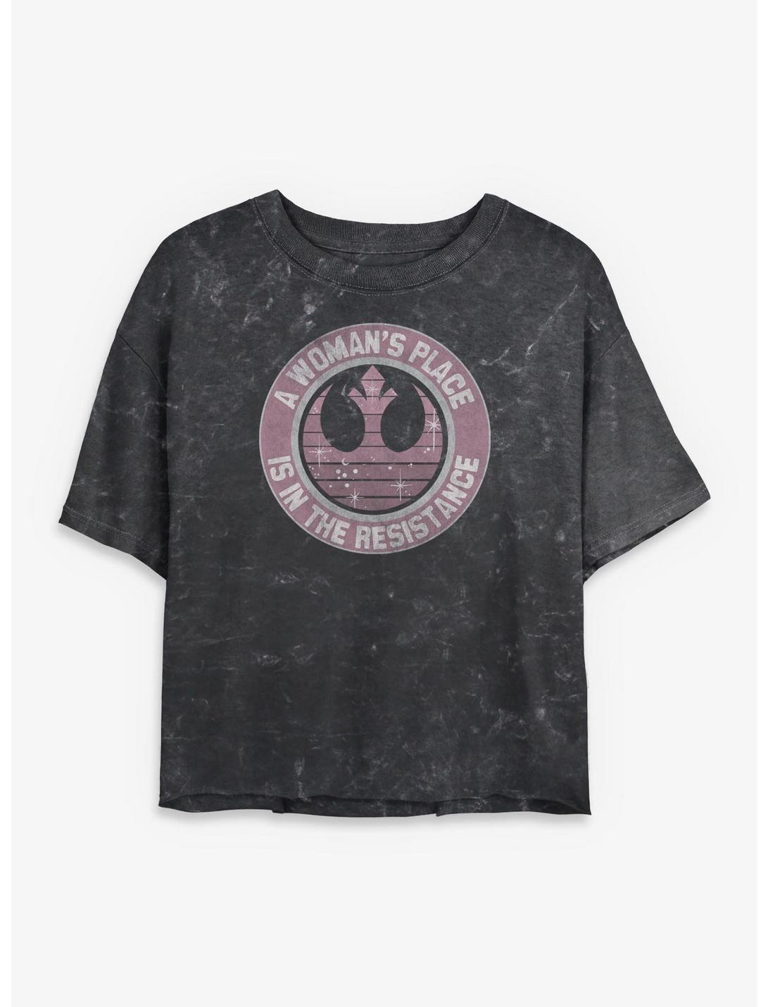 Star Wars Woman's Place Is In The Resistance Girls Mineral Wash Crop T-Shirt
