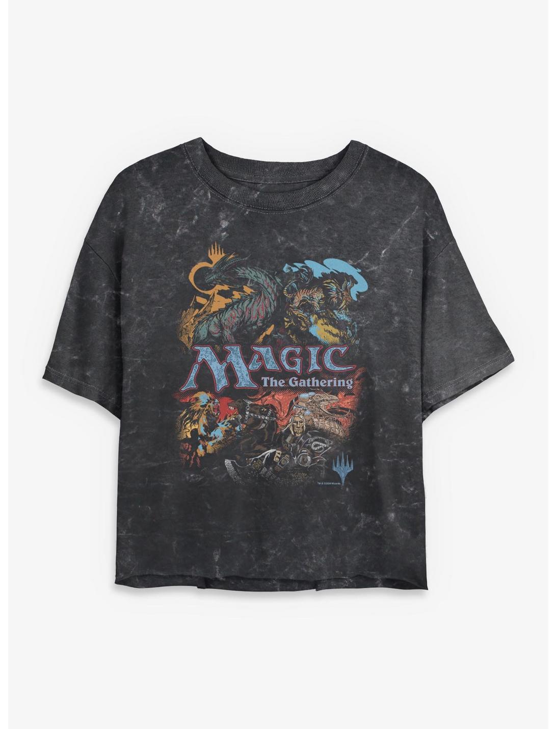 Magic: The Gathering Vintage Collage Girls Mineral Wash Crop T-Shirt