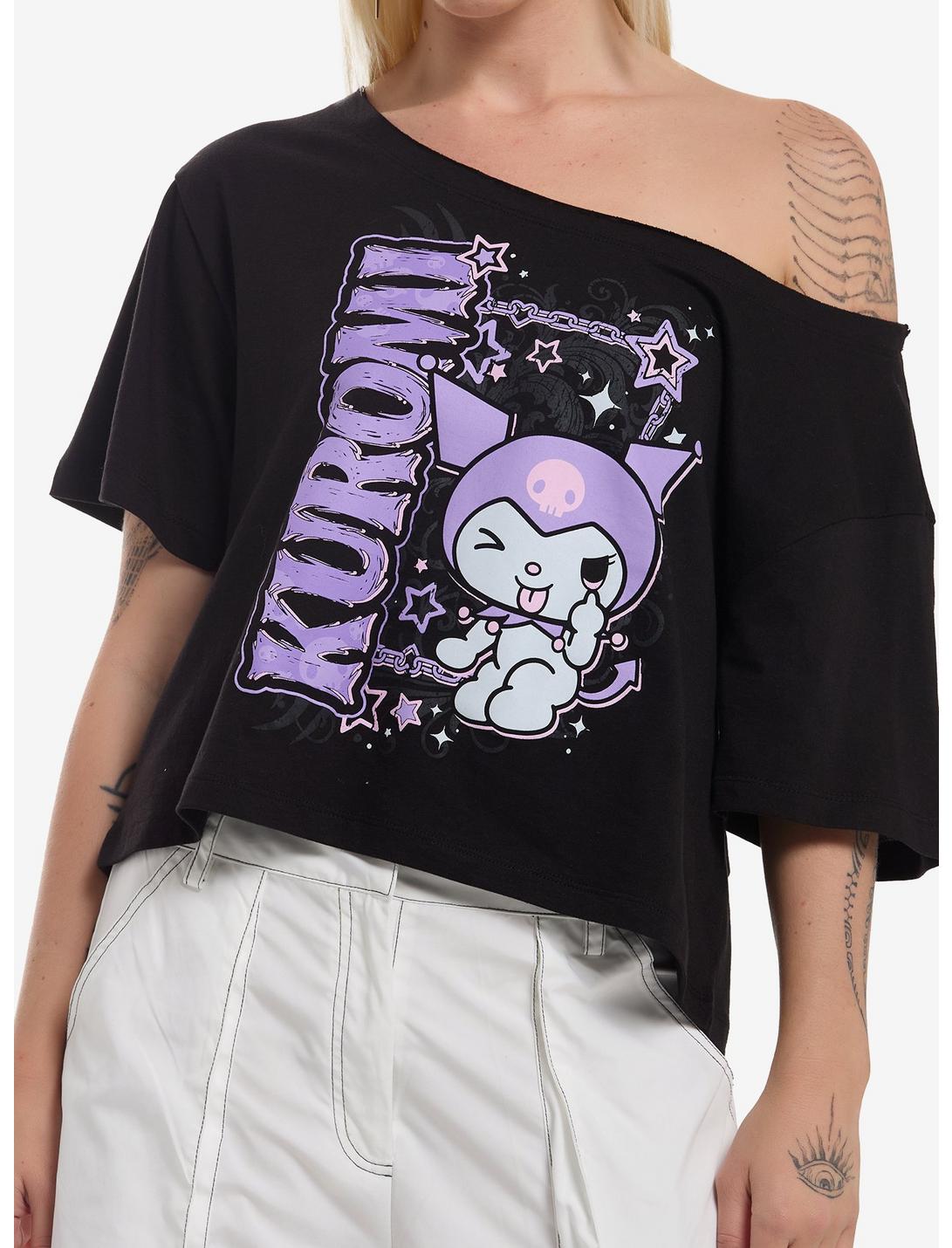 Kuromi Chains & Stars Girls Off-Shoulder T-Shirt