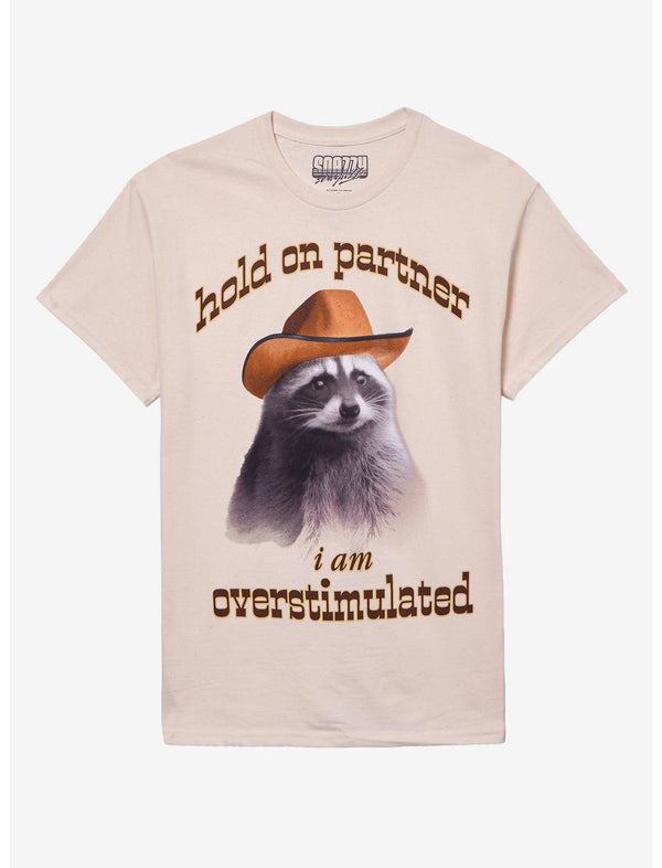 Overstimulated Raccoon Cowboy T-Shirt By Snazzy Seagull