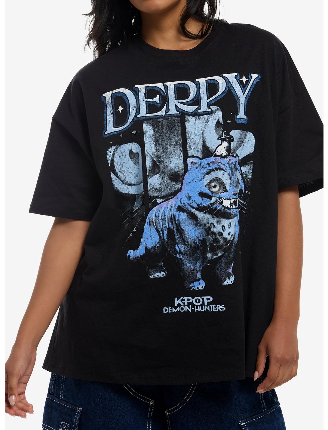 KPop Demon Hunters Derpy Tiger Destructed Girls Oversized T-Shirt