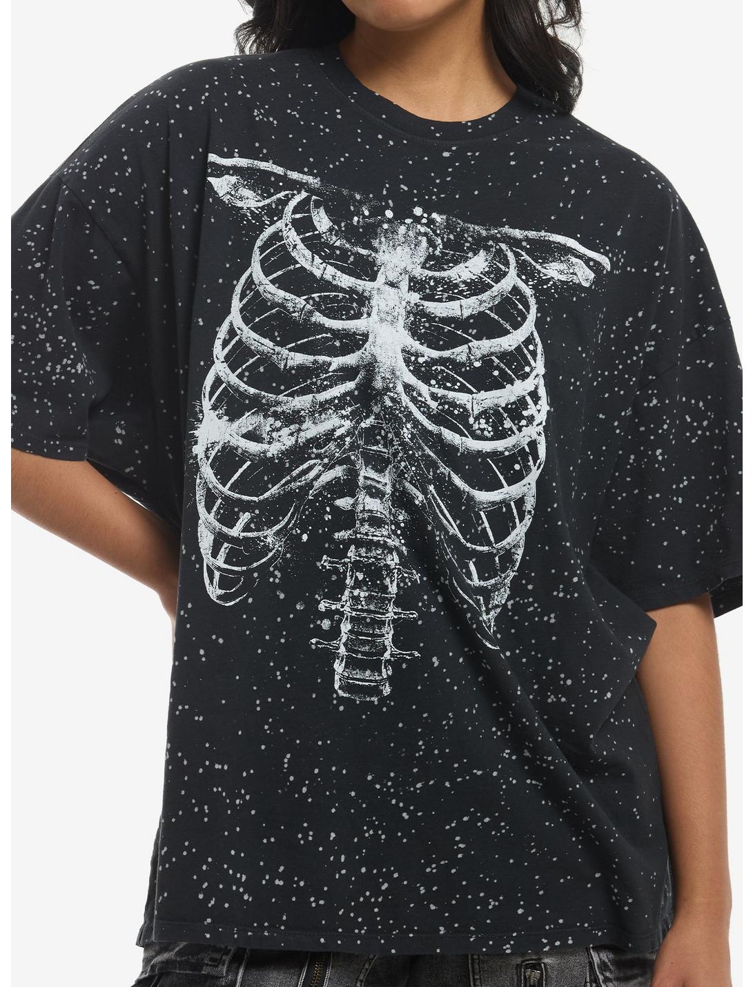 T-shirt ample pour fille, motif éclaboussures de peinture et déchirures, avec cage thoracique