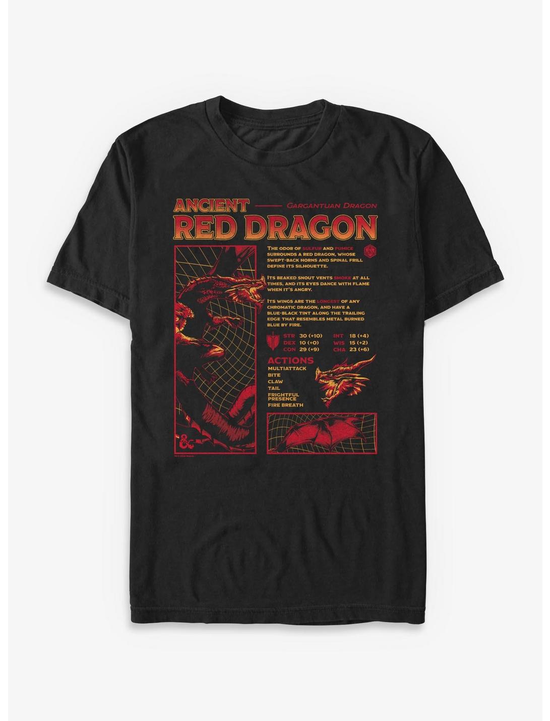 T-shirt Donjons & Dragons - Statistiques du dragon rouge ancien